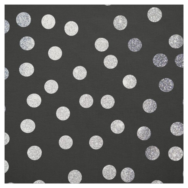Tissu Points d'encre noire et de ville d'argent (Échantillon)