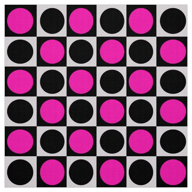 Tissu Points Géométriques À damiers Rose Et Noir (Échantillon)