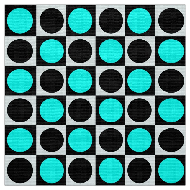 Tissu Points noirs bleu géométrique (Échantillon)