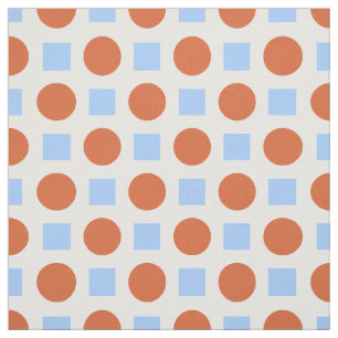 Tissu Points orange et carrés bleus