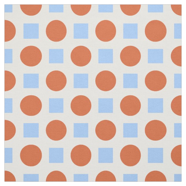 Tissu Points orange et carrés bleus (Échantillon)