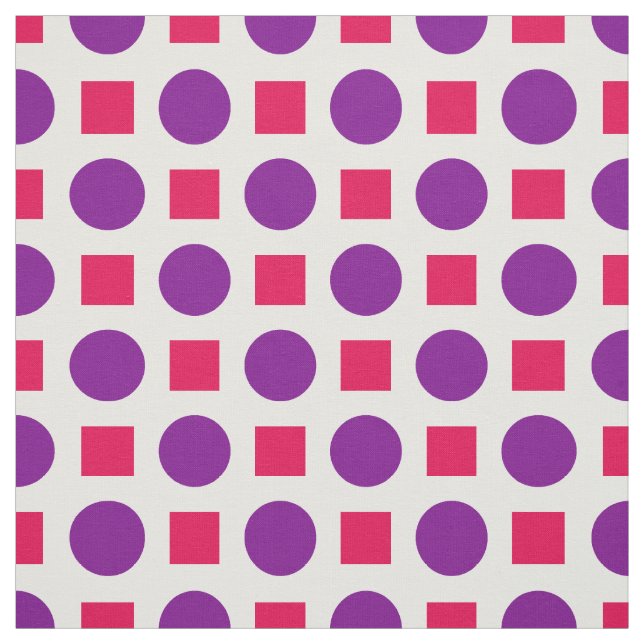 Tissu Points pourpres et carrés fuchsia (Échantillon)