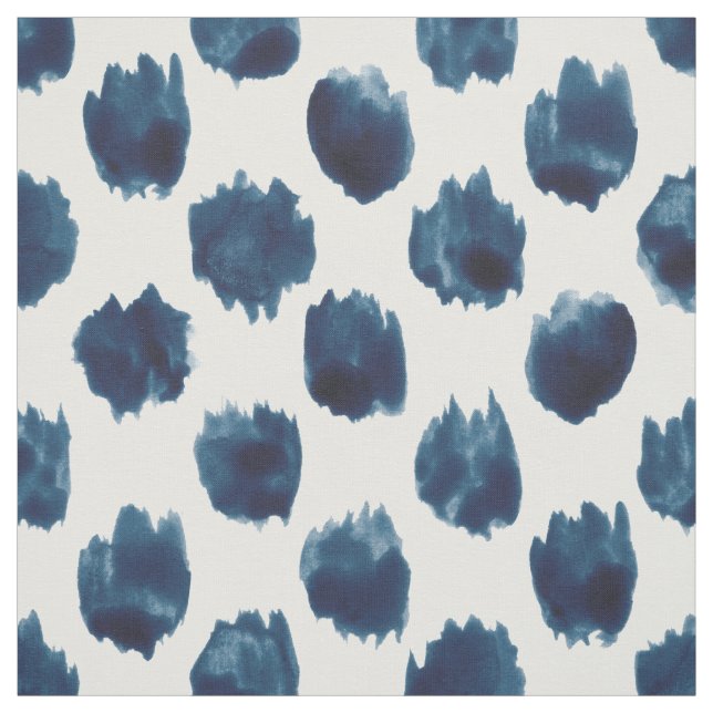 Tissu POINTS SAUVAGES POSTE POKA D'Aquarelle Indigo (Échantillon)