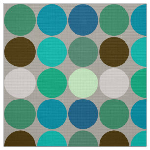 Tissu Points, turquoise et gris géants de la moitié du