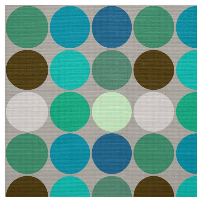 Tissu Points, turquoise et gris géants de la moitié du (Échantillon)