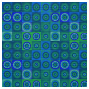 Tissu Points verts bleus et Carrés