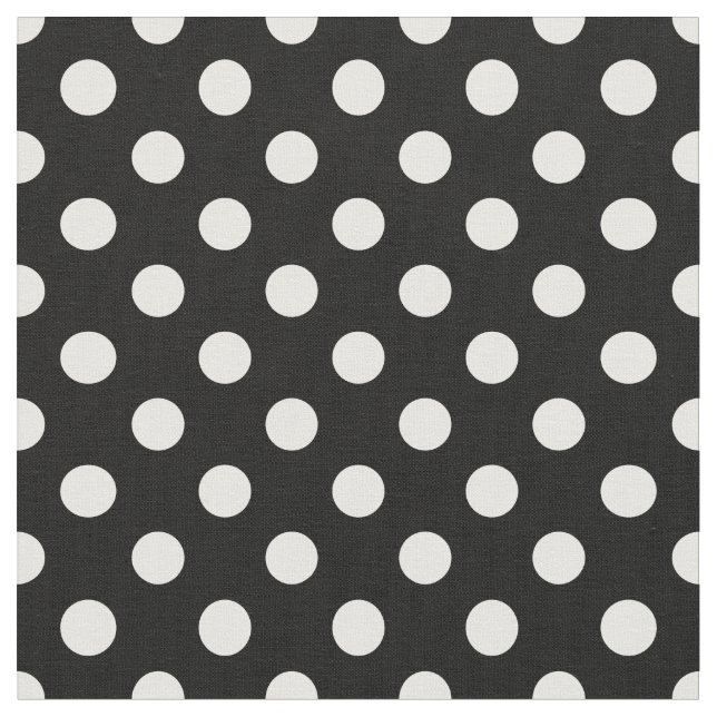 Tissu Pois blancs sur Arrière - plan noir (Fermer)