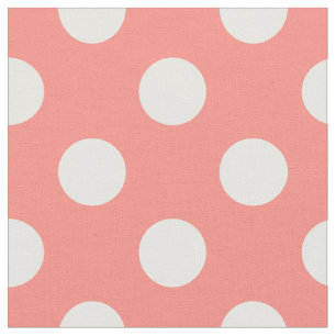 Tissu pois blancs sur la pêche