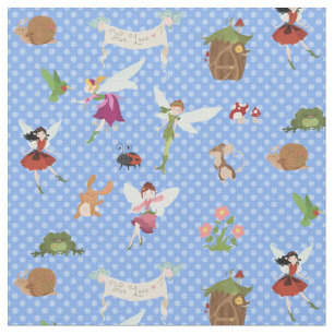 Tissu pois bleus des Fées de Thumbelina