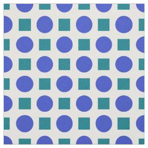 Tissu Pois bleus et carrés verts