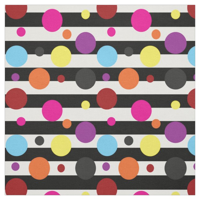 Tissu Pois coloré Blancs noirs (Échantillon)