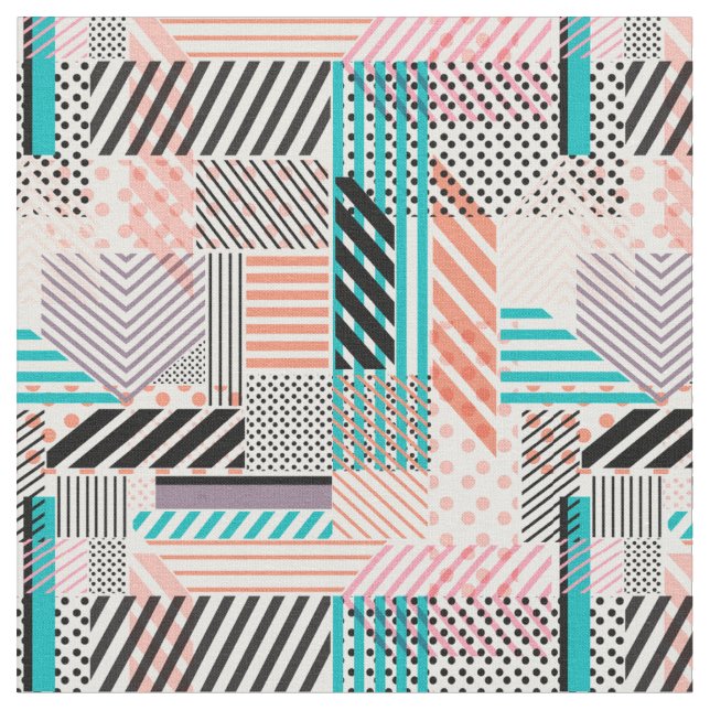 Tissu Pois cool et rayures rétro Abstrait (Fermer)