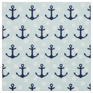 Tissu Pois De Monnaie Nautique Et Ancres Bleues Marine