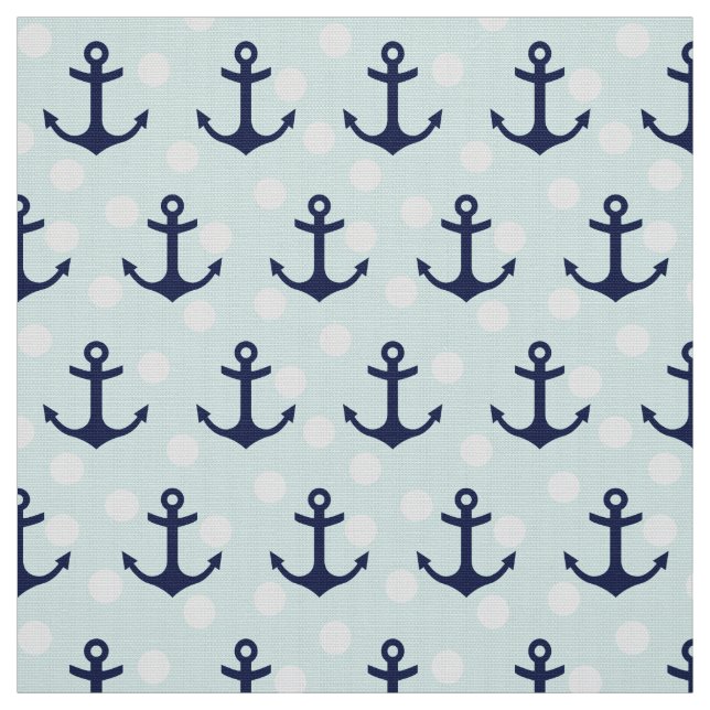 Tissu Pois De Monnaie Nautique Et Ancres Bleues Marine (Échantillon)