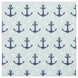 Tissu Pois De Monnaie Nautique Et Ancres Bleues Marine
