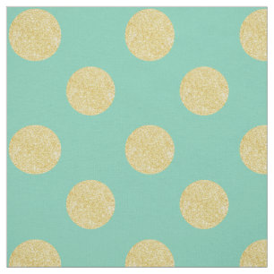 Tissu : Pois de turquoise et d'or de faux