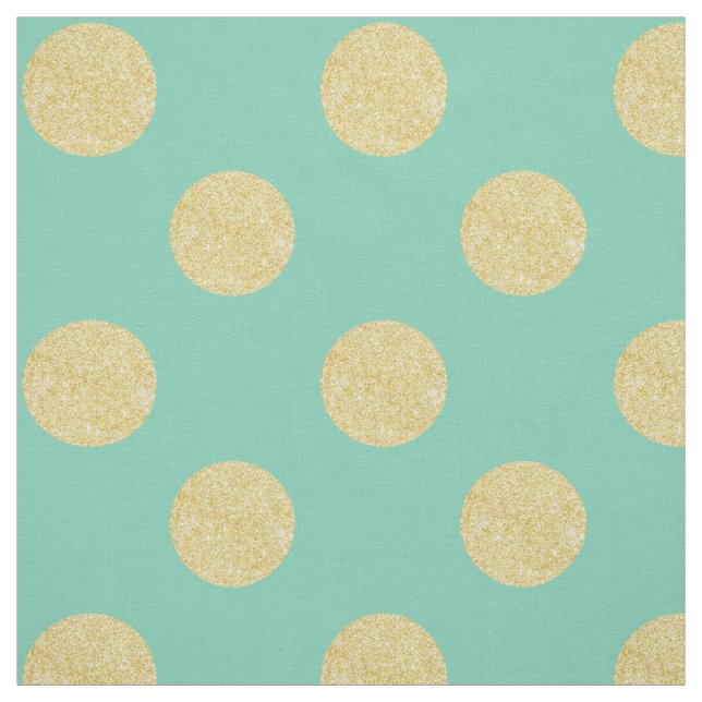 Tissu : Pois de turquoise et d'or de faux (Échantillon)
