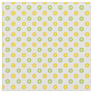 Tissu Pois jaunes et verts sur blanc