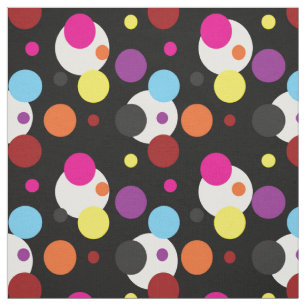 Tissu Pois multicolores sur noir