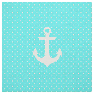 Tissu Pois nautique blanc d'ancre d'aqua à la mode