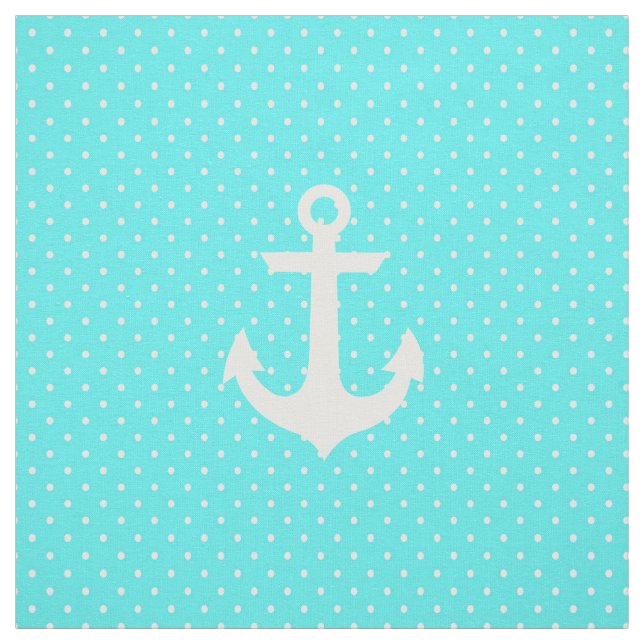 Tissu Pois nautique blanc d'ancre d'aqua à la mode (Échantillon)