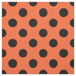 Tissu pois noirs en orange