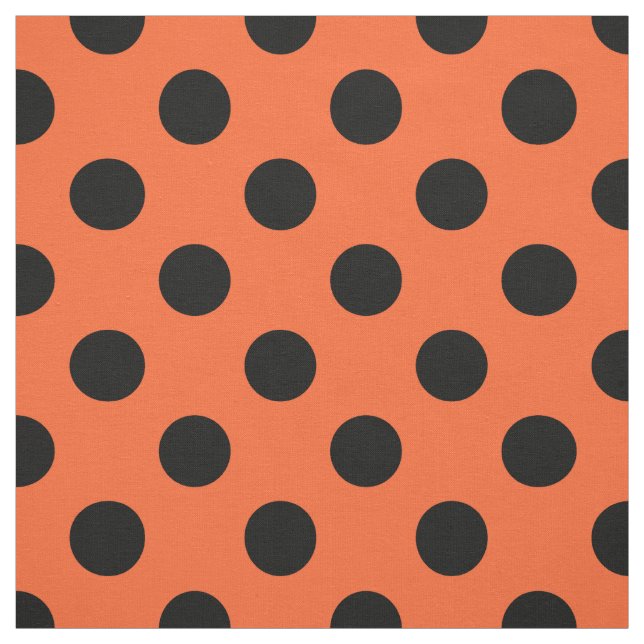 Tissu pois noirs en orange (Échantillon)