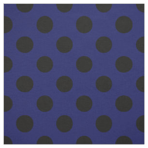 Tissu Pois noirs sur bleu marine