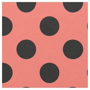 Tissu Pois noirs sur corail vivant