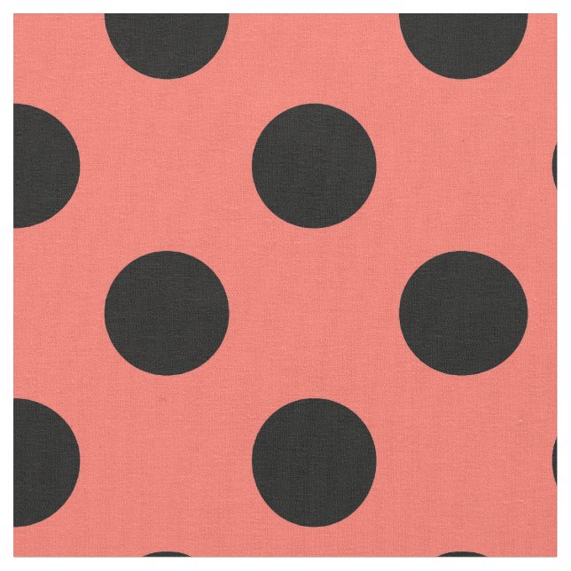 Tissu Pois noirs sur corail vivant (Fermer)
