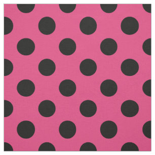 Tissu pois noirs sur fuchsia