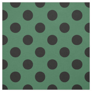 Tissu Pois noirs sur vert kelly