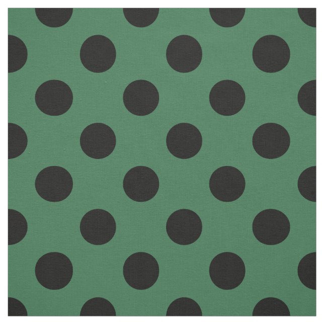 Tissu Pois noirs sur vert kelly (Échantillon)