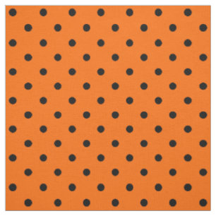 Tissu Pois orange/noir