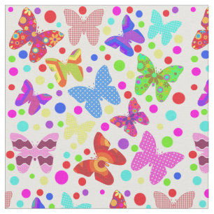Tissu Pois papillon point coloré mignon pépinière ani