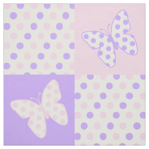 Tissu Pois papillon violet rose