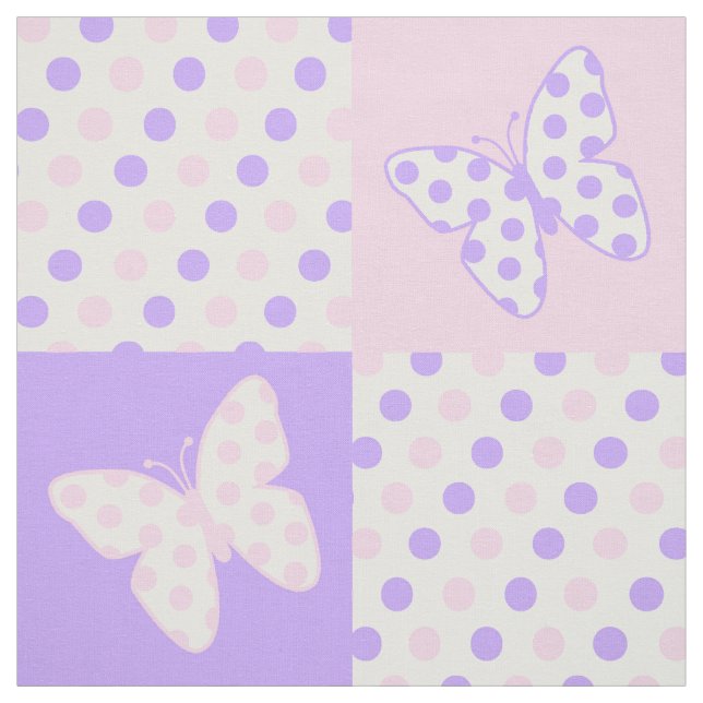 Tissu Pois papillon violet rose (Échantillon)