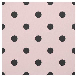 Tissu Pois rose noir