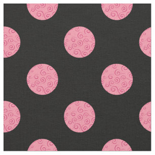 Tissu pois roses tourbillonnant sur arrière - plan noir