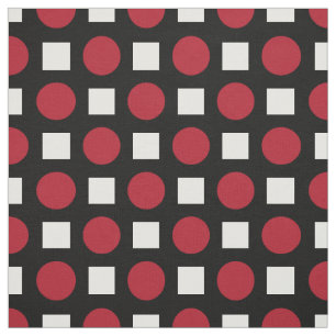 Tissu Pois rouges et carrés blancs