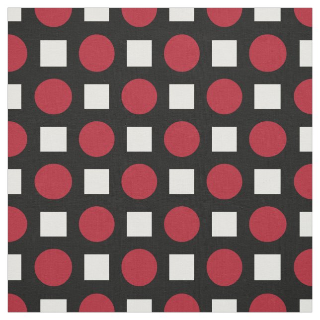 Tissu Pois rouges et carrés blancs (Échantillon)