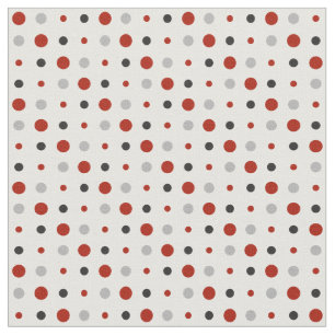 Tissu Pois rouges, gris et blancs