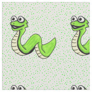 Tissu Pois verts de serpent vert de néon souriant