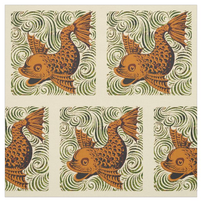 Tissu Poisson Antique Carrelage Ancien art (Échantillon)