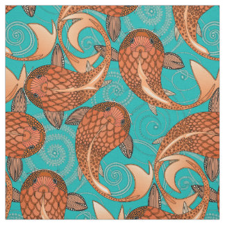 Tissu poisson cachemire turquoise