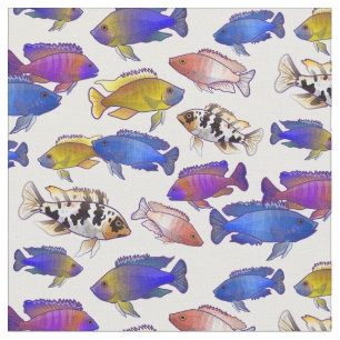 Tissu Poisson cichlide de paon africain en transparence