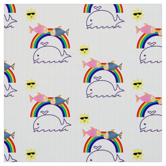 Tissu Poisson de baleine Rainbow Sun Fabric (Échantillon)