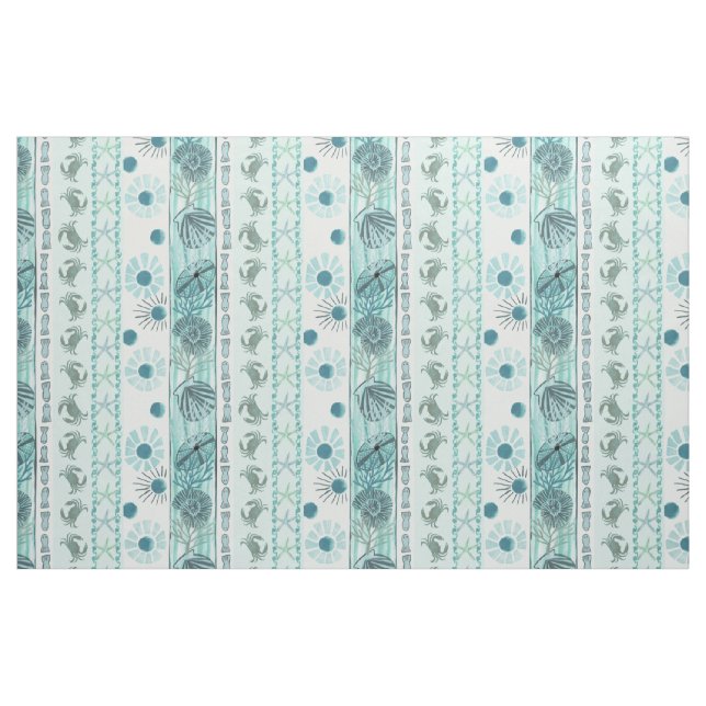 Tissu Poisson D'Épée, Coquilles Et Crabes Côtiers De L'O (Fat Quarter)