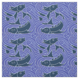 Tissu Poisson Gras Baignade Océan Bleu Pêche