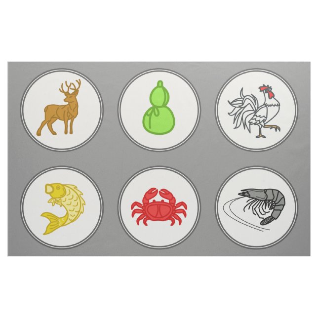 Tissu Poisson gris foncé Crabe crevé Vietnamien Dice Jeu (Fat Quarter)